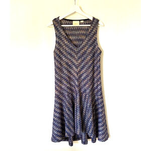 Maeve Womens Dress Medium Purple Knit Sleeveless Boho Midi